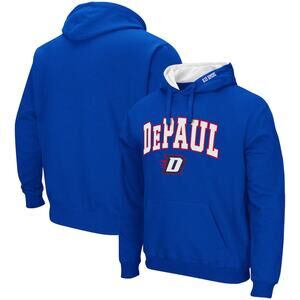 Colosseum Royal DePaul Blue Demons Arch and Logo Hoodie Men's Large